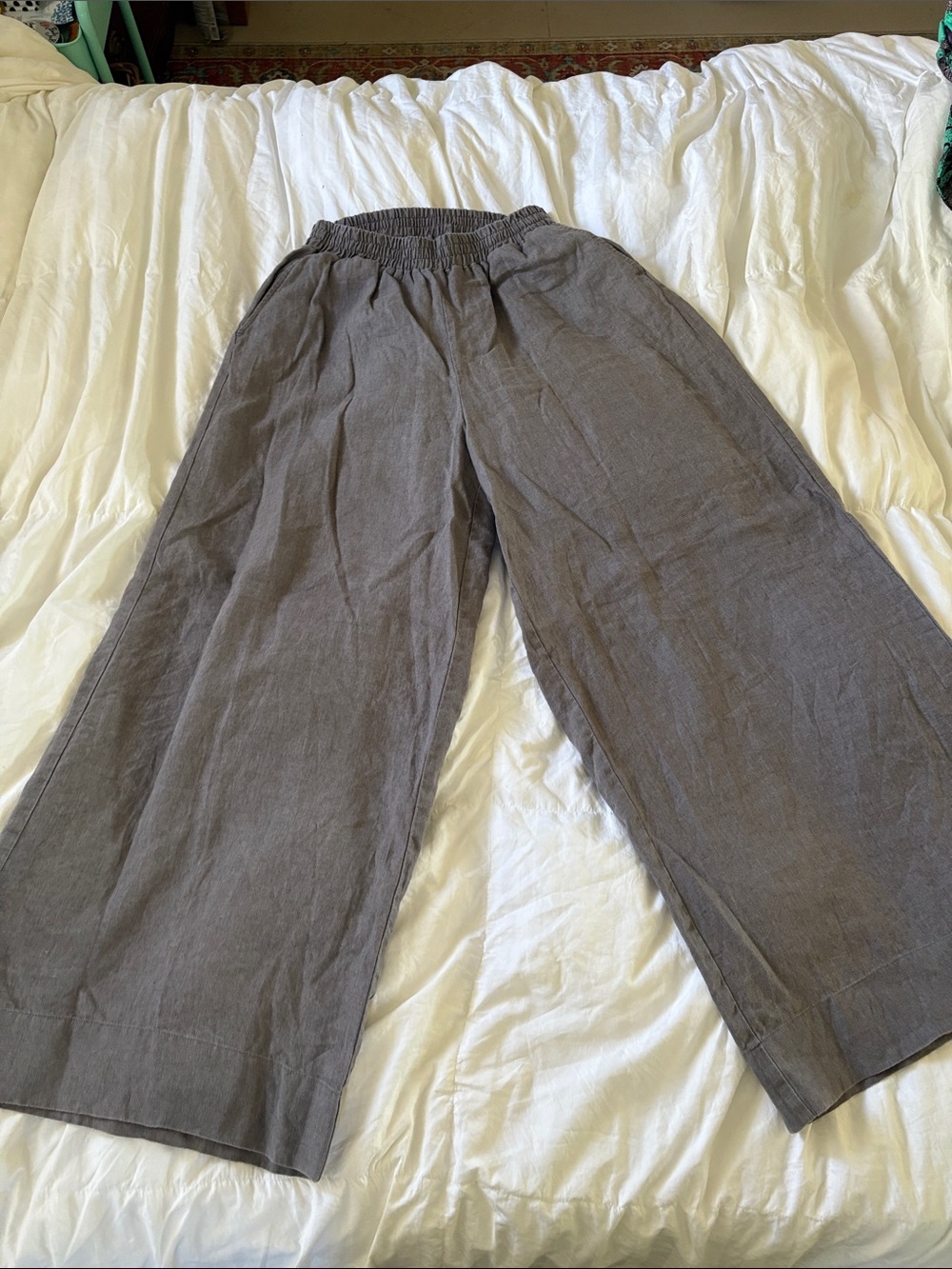 Wide Leg Elastic Waist Men’s Pants - Gray